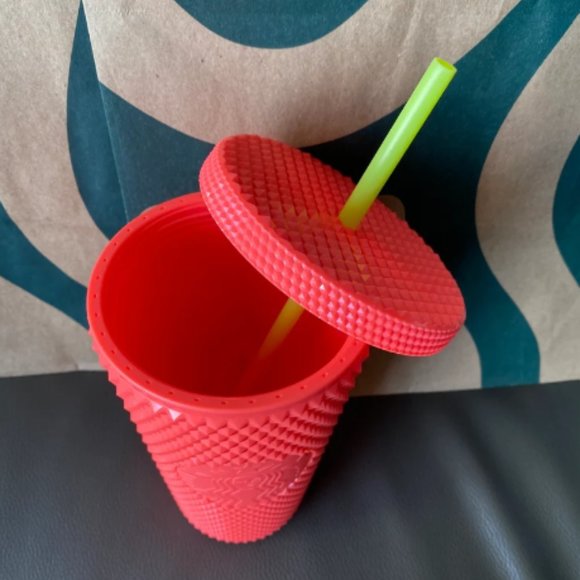 Starbucks Red Textured Tumbler with Yellow Straw - Picture 3 of 3